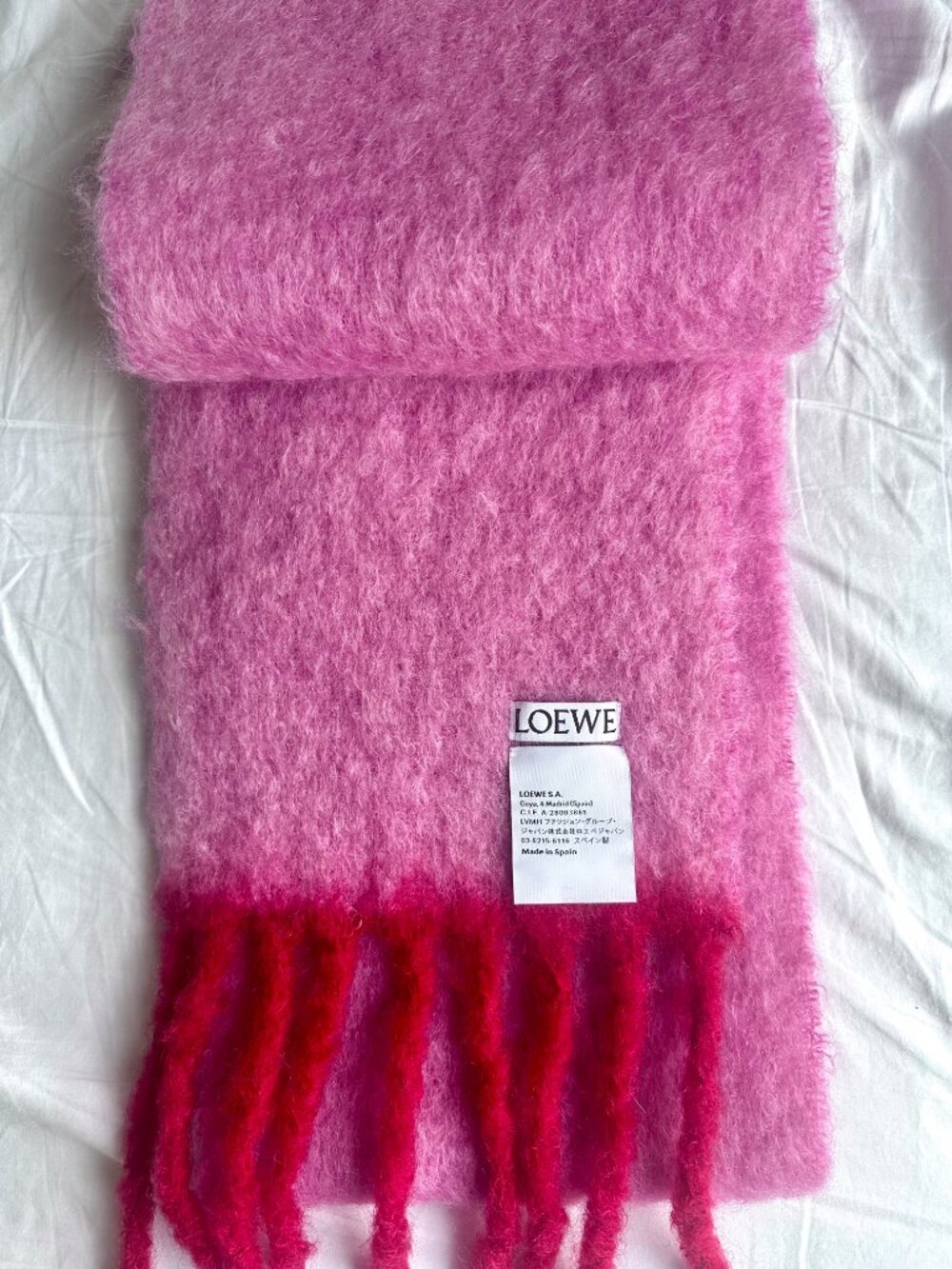 Loewe Pink Mohair-blend Scarf | Fringed & Leather-trimmed - Picture 7 of 12